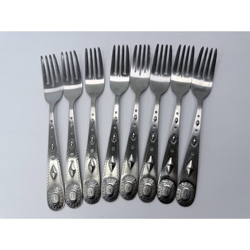 Wallace Taos Stainless Steel Dinner Forks Set Of 8 China 18/10 Southwest